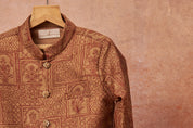 Beige Embroidered Achkan Set