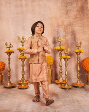 Onion Pink Tussar Silk Kurta Jacket Set