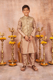 Dull Green Banarsi Silk Kurta Jacket Set