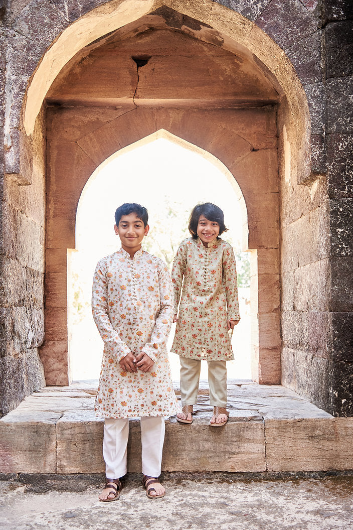 White Embroidered Organza Kurta Set
