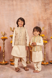 Printed And Embroidered Jacket With Embroidered Kurta Pajama Set