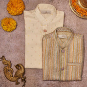 Printed And Embroidered Jacket With Embroidered Kurta Pajama Set