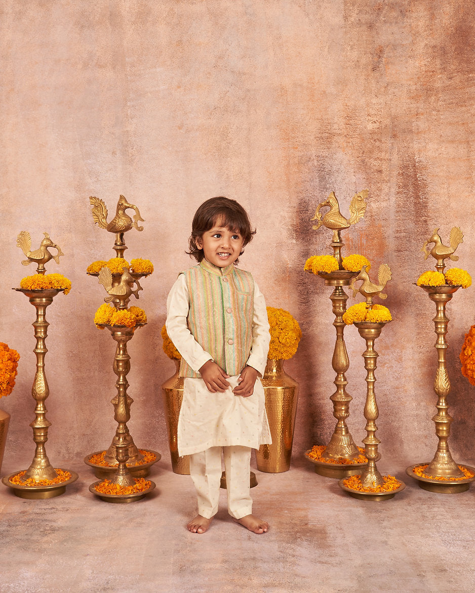 Printed And Embroidered Jacket With Embroidered Kurta Pajama Set