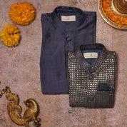 Thread And Sequins Jacket With Kurta Pajama Set