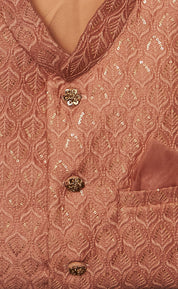 Onion Pink Embroidered Kurta Jacket Set