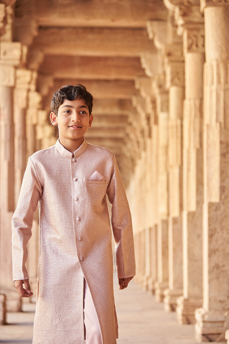 Thread Sequins Work Achkan With Kurta Pajama Set