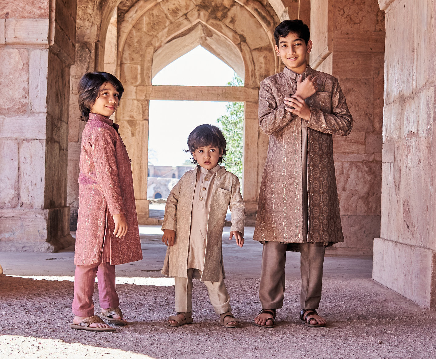 Embroidered Achkan With Kurta Pajama Set