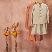 Onion Pink Embroidered Kurta Jacket Set