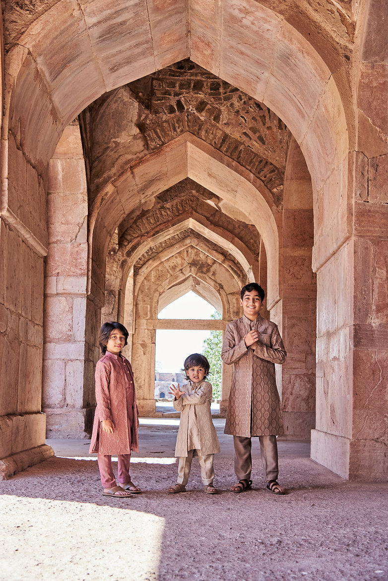 Embroidered Achkan With Kurta Pajama Set