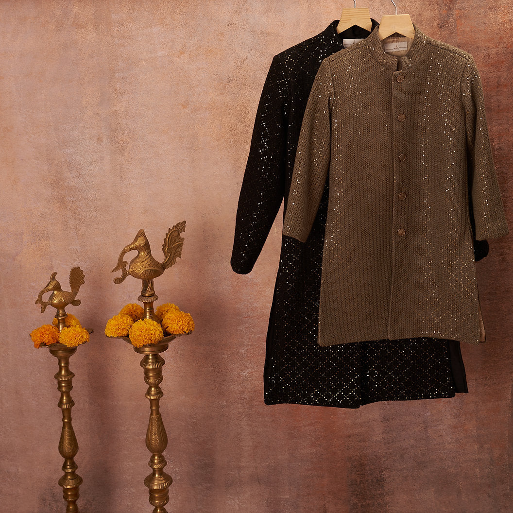 Greenish Grey Achkan Set