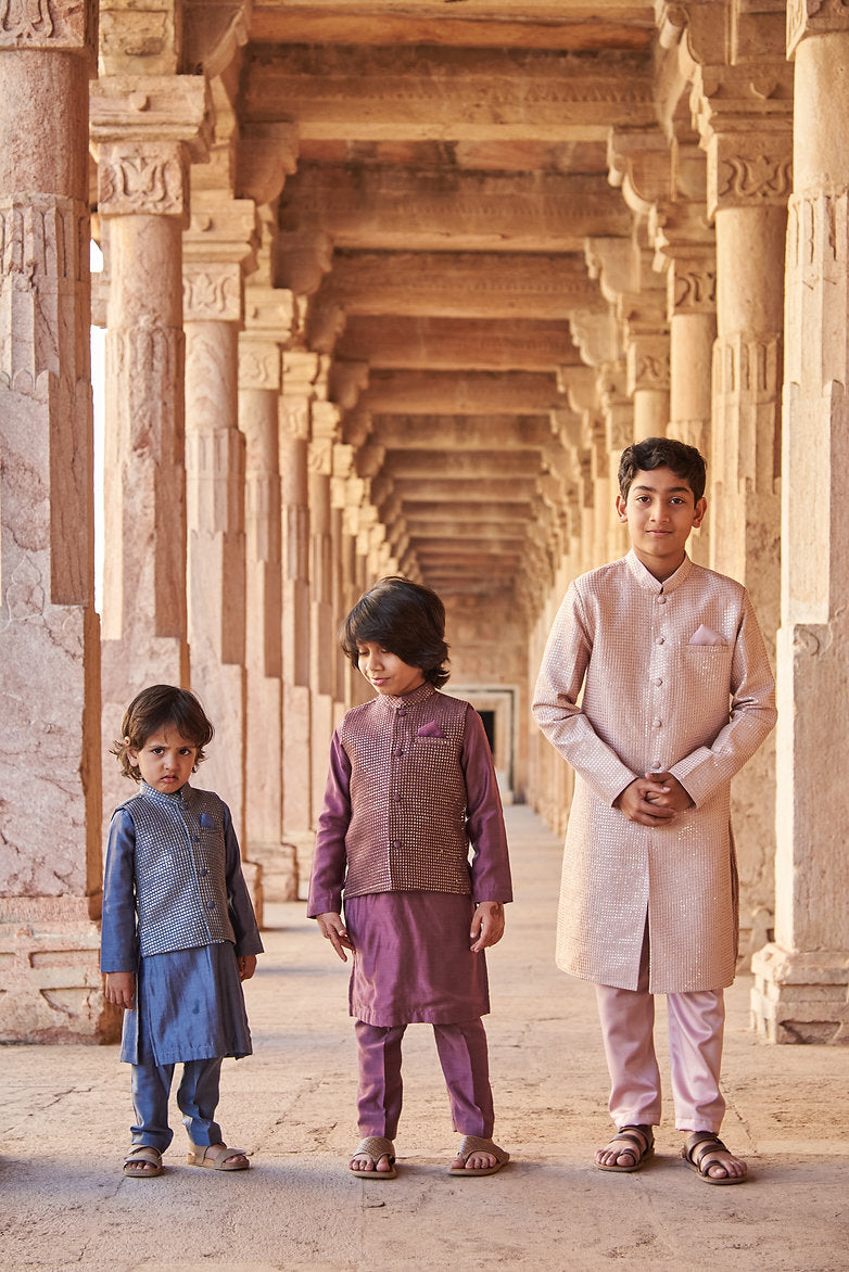 Thread And Sequins Jacket With Kurta Pajama Set